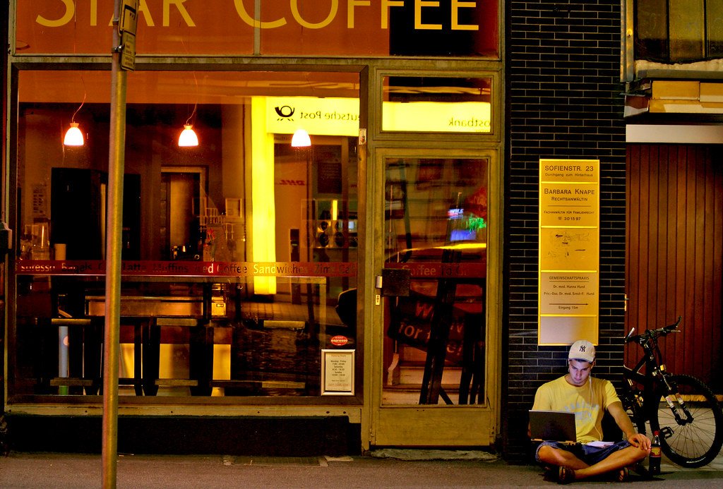 Using a laptop safely on public cafe Wi-Fi