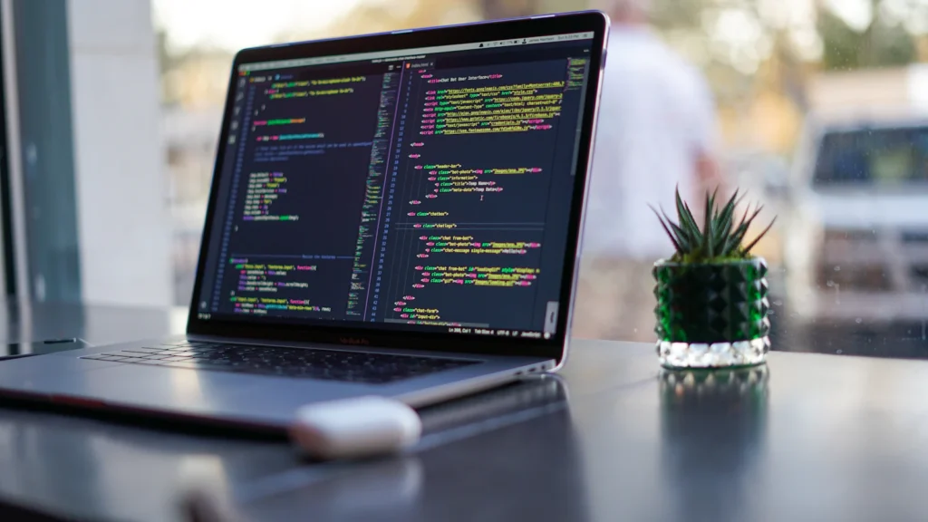 Programming code with common coding terms on screen