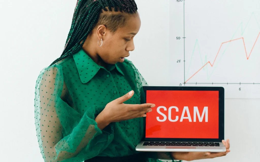 Suspicious phishing email on a laptop screen