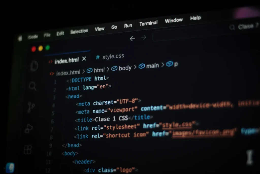 HTML code for a first webpage in a code editor